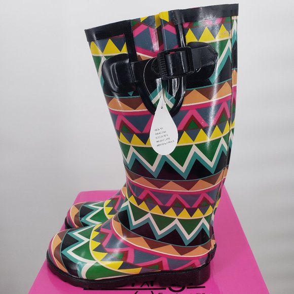 Corkys Chevron Multi Color Rubber Boots Wellies - Picture 6 of 9